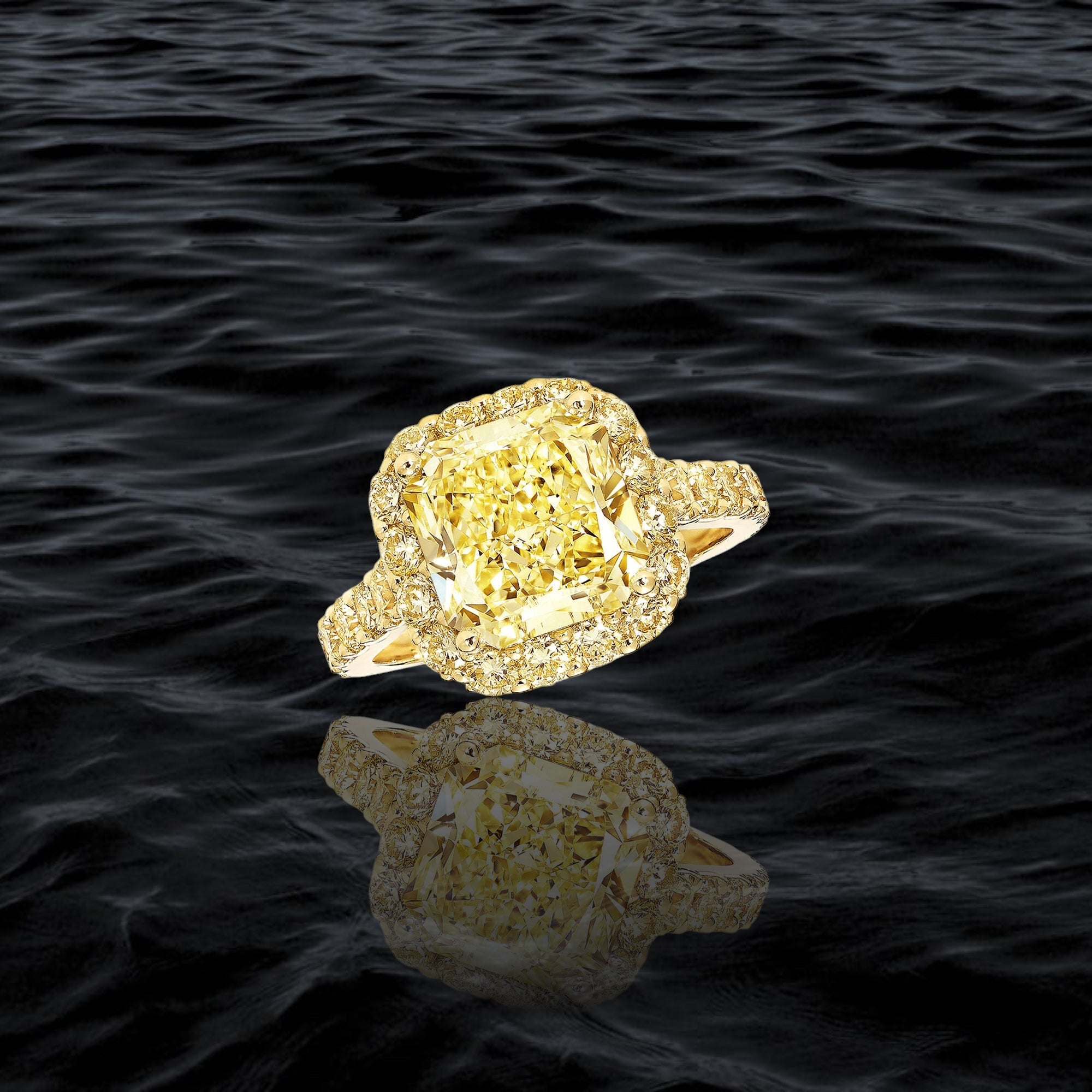 Golden Aura Cushion Ring