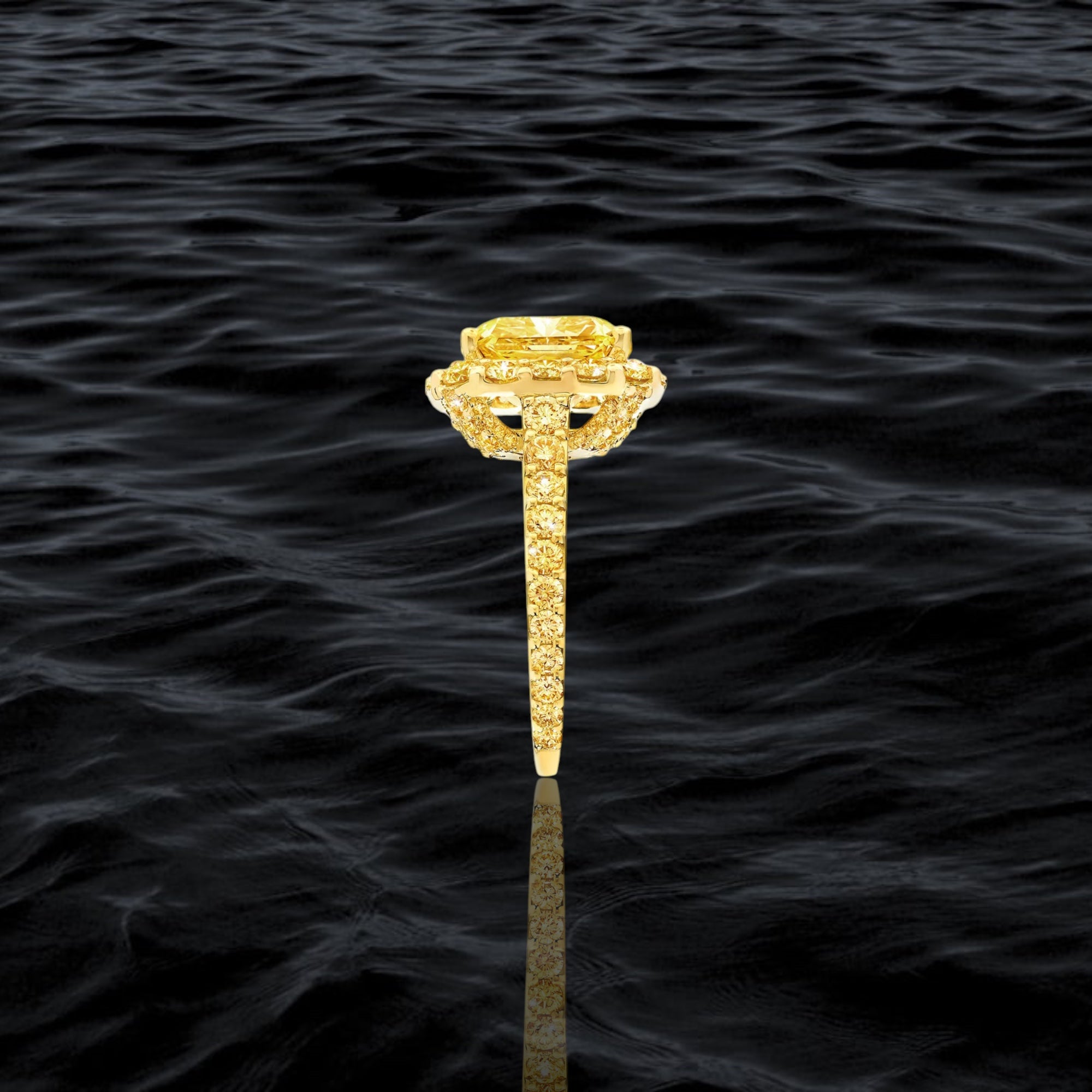 Golden Aura Cushion Ring