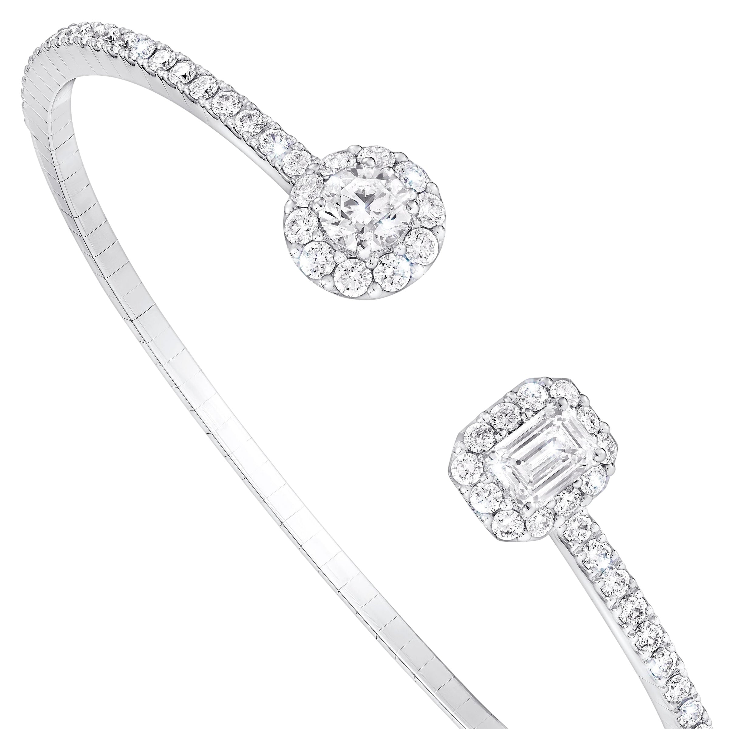 Icon Round and Emerald Cut Open Diamond Bangle