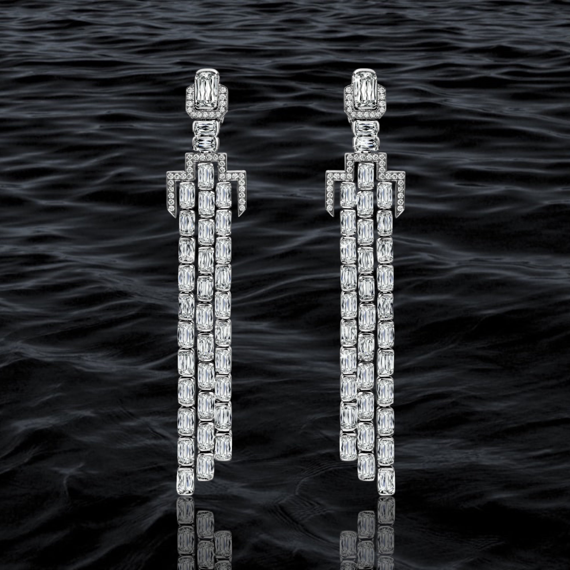 Diamond Rivulet Drop Earrings