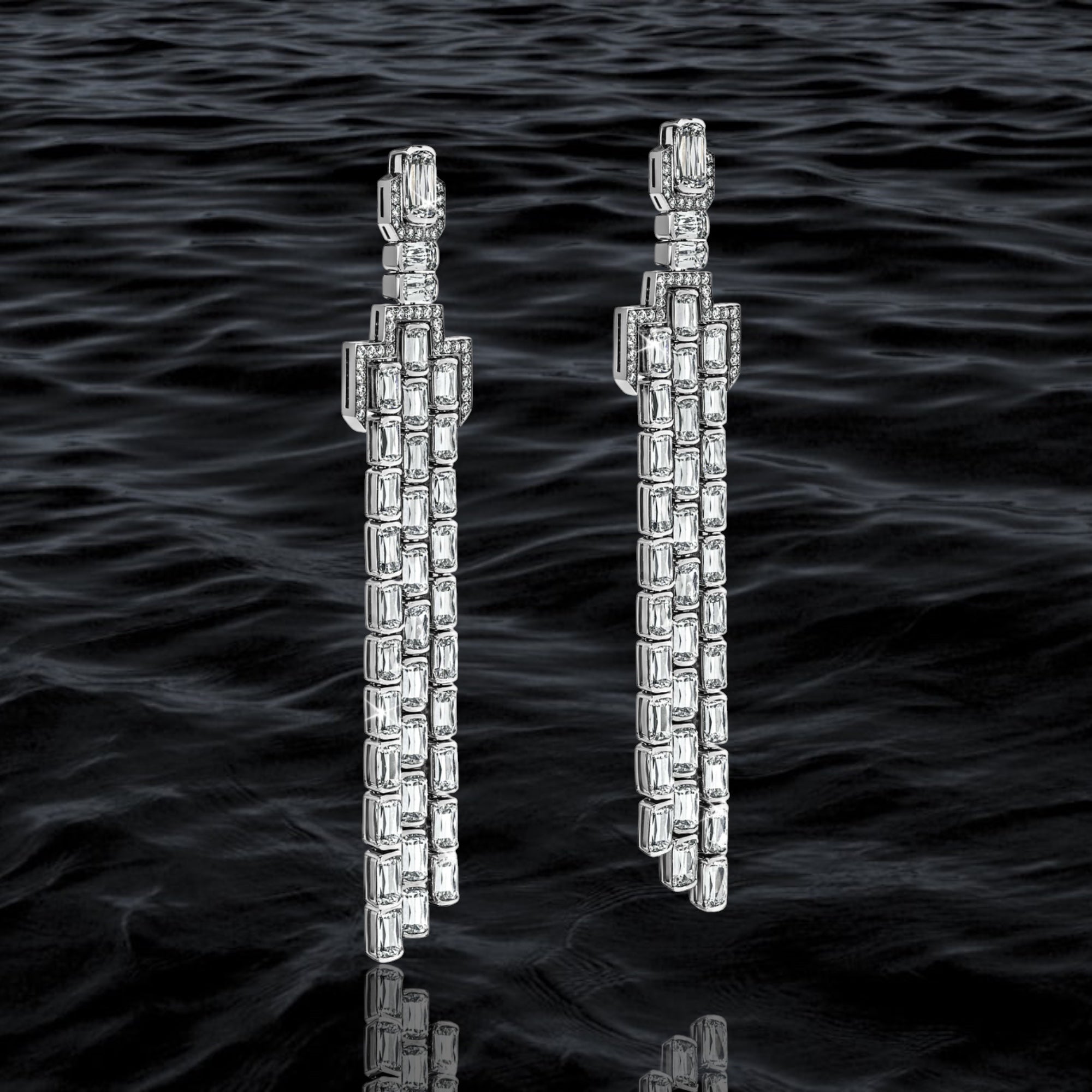 Diamond Rivulet Drop Earrings