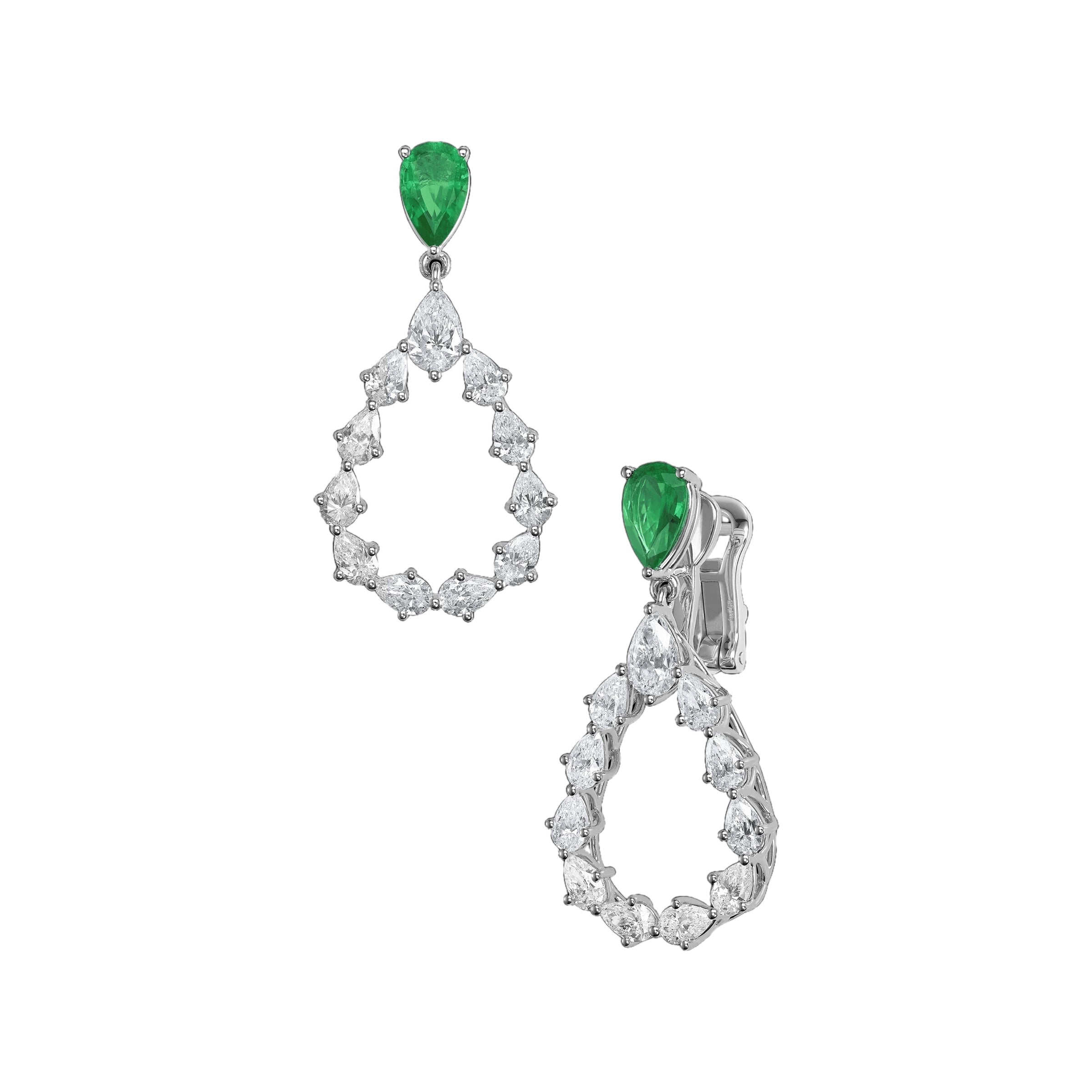 Emerald Dangle Drop Earrings