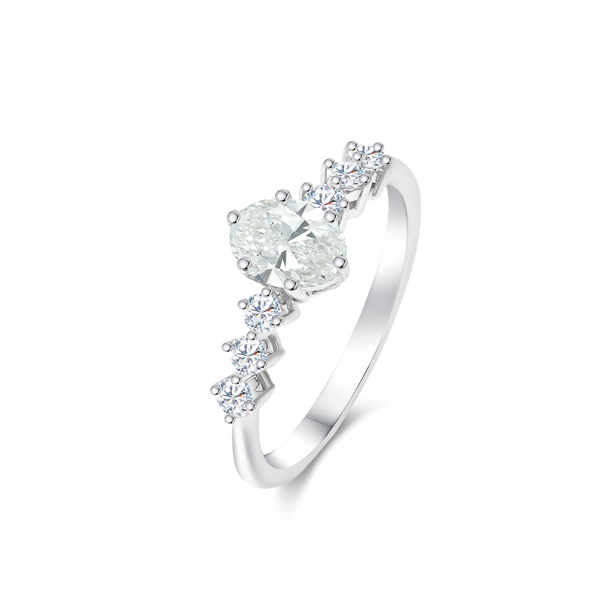 Asymmetrical Diamond Engagement Ring