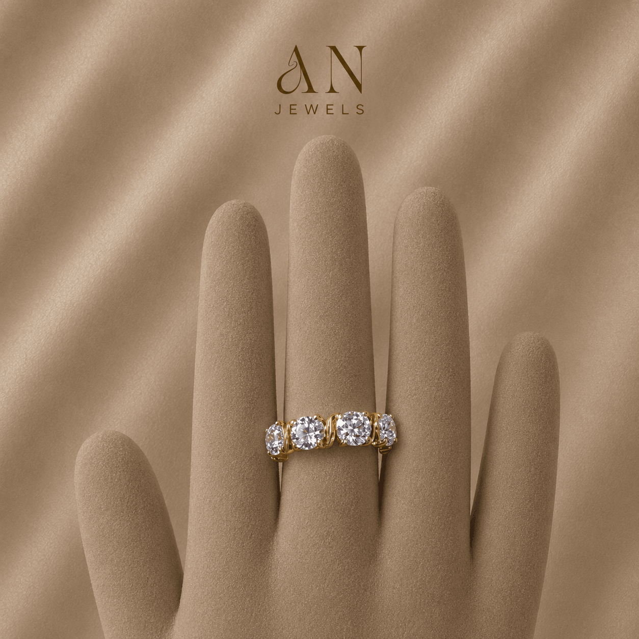 Multi-Stone Gold Band Ring