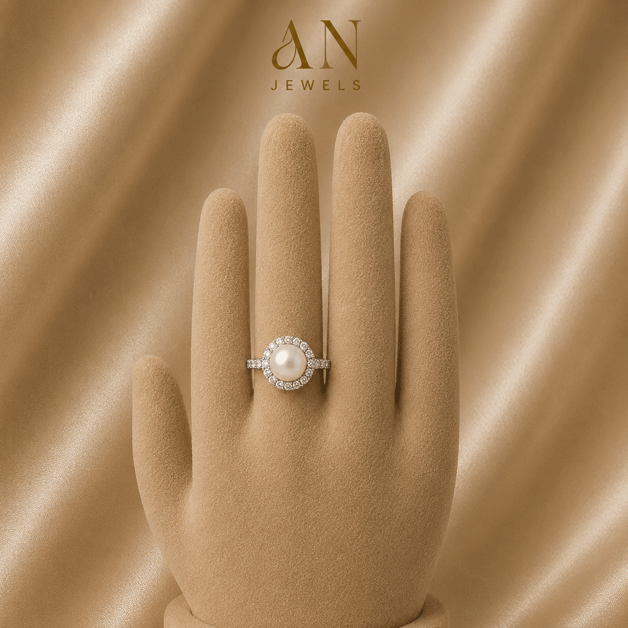 Pave Set Pearl Ring