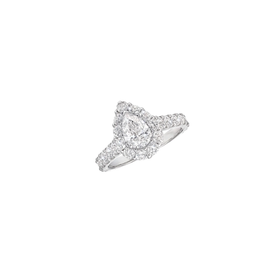 Pave Band Pear Engagement Ring - ANJewels