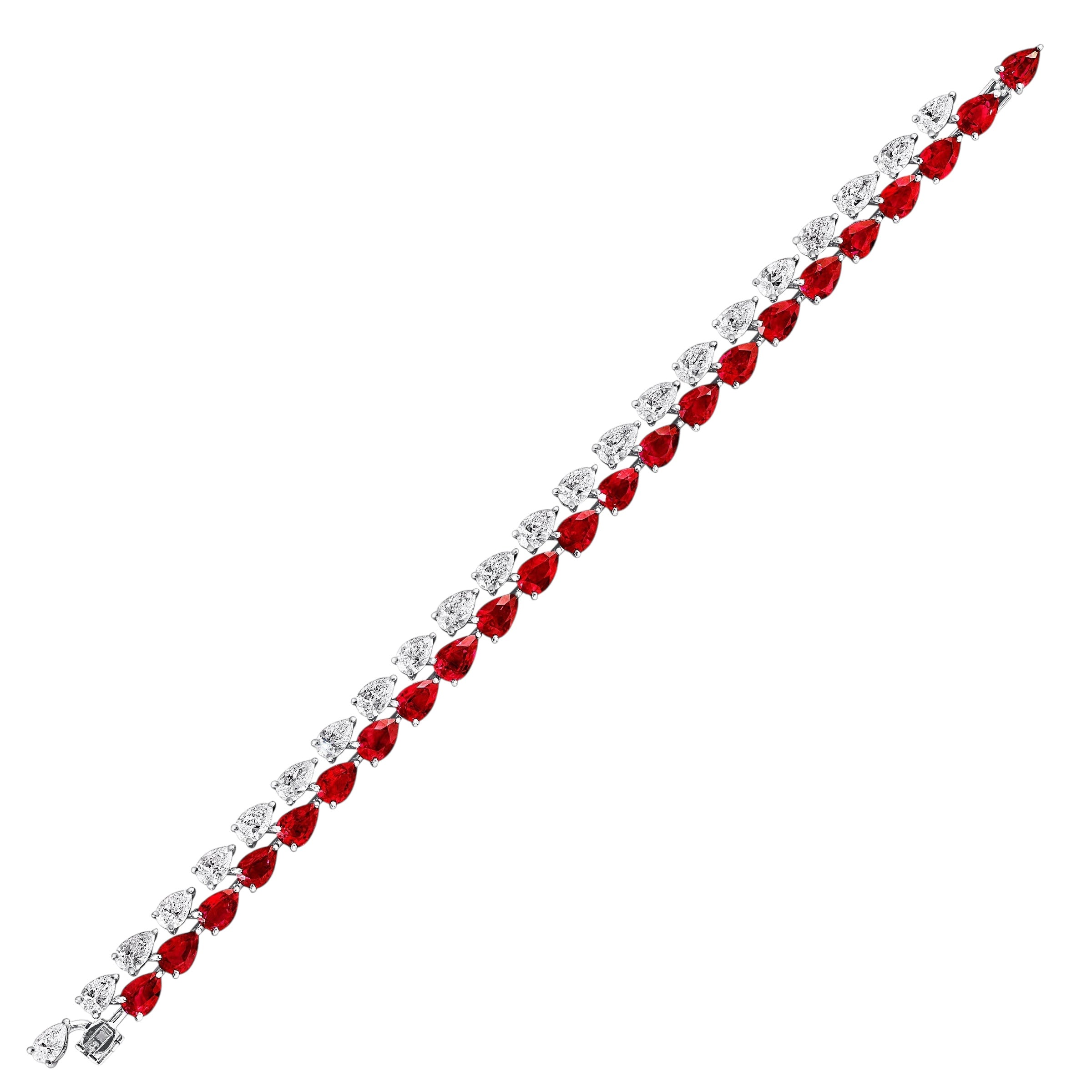 Pear Shape Ruby and Diamond Bracelet