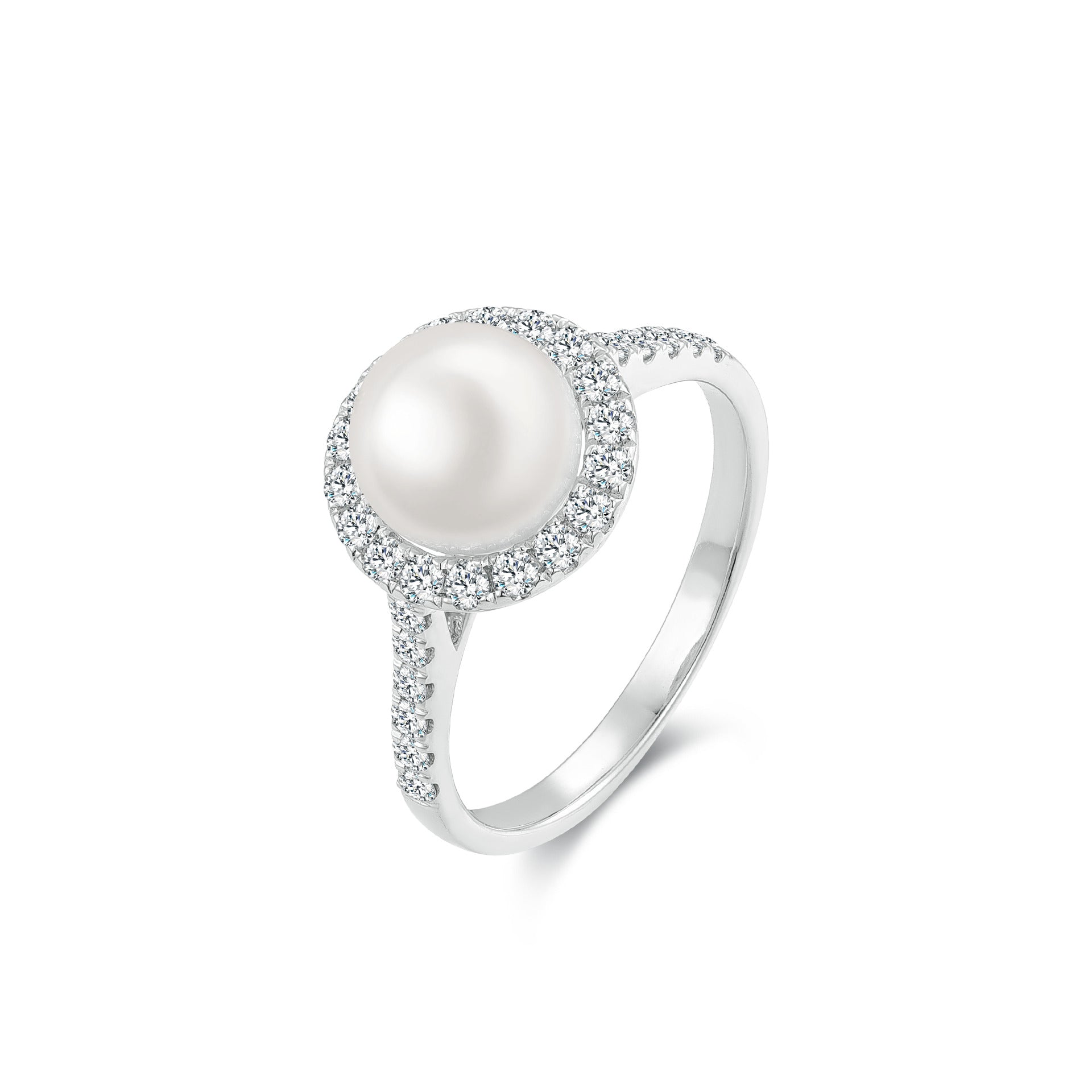 Pave Set Pearl Ring