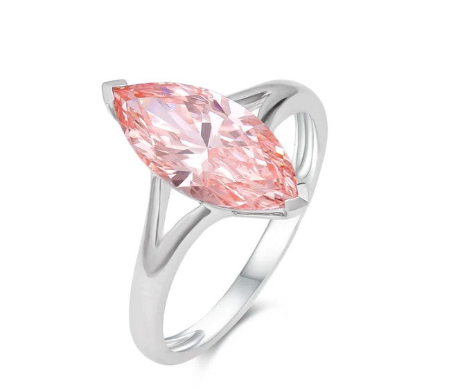 Pink Solitaire Marquise Ring
