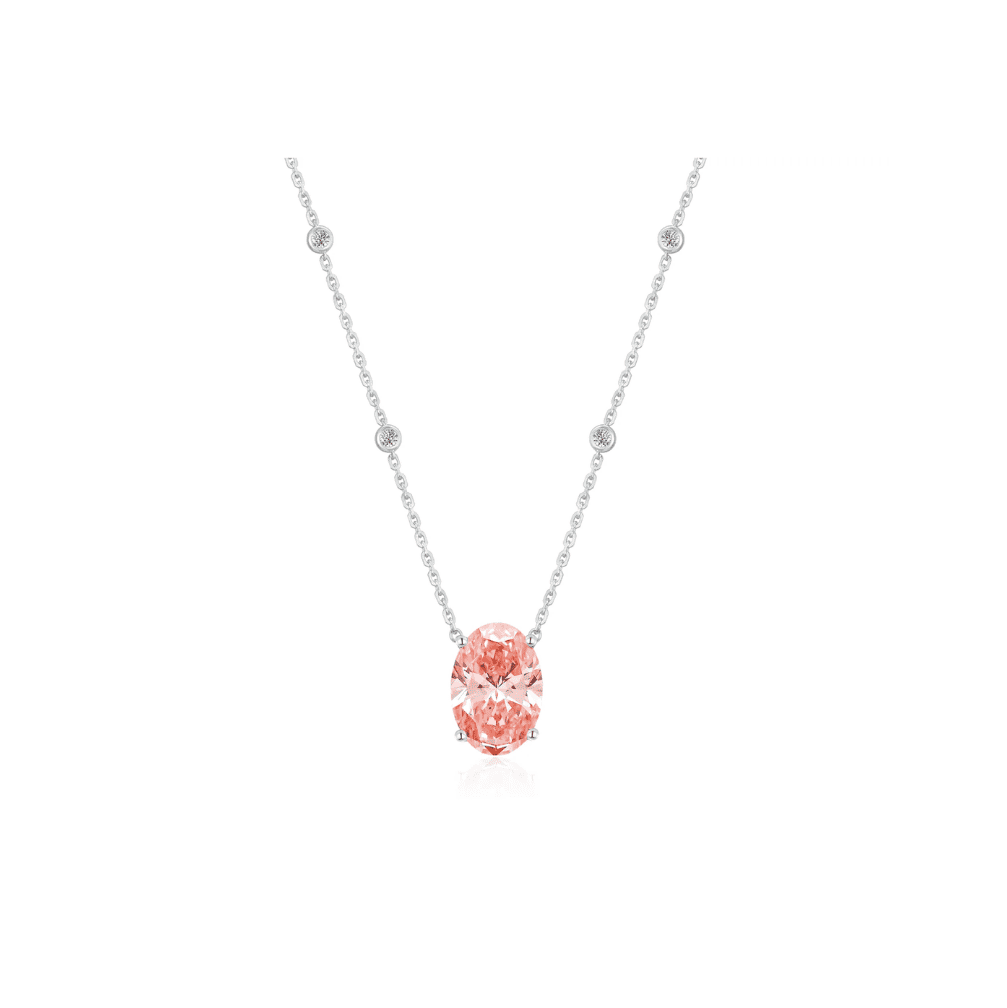 Pink Oval Necklace Pendant - ANJewels