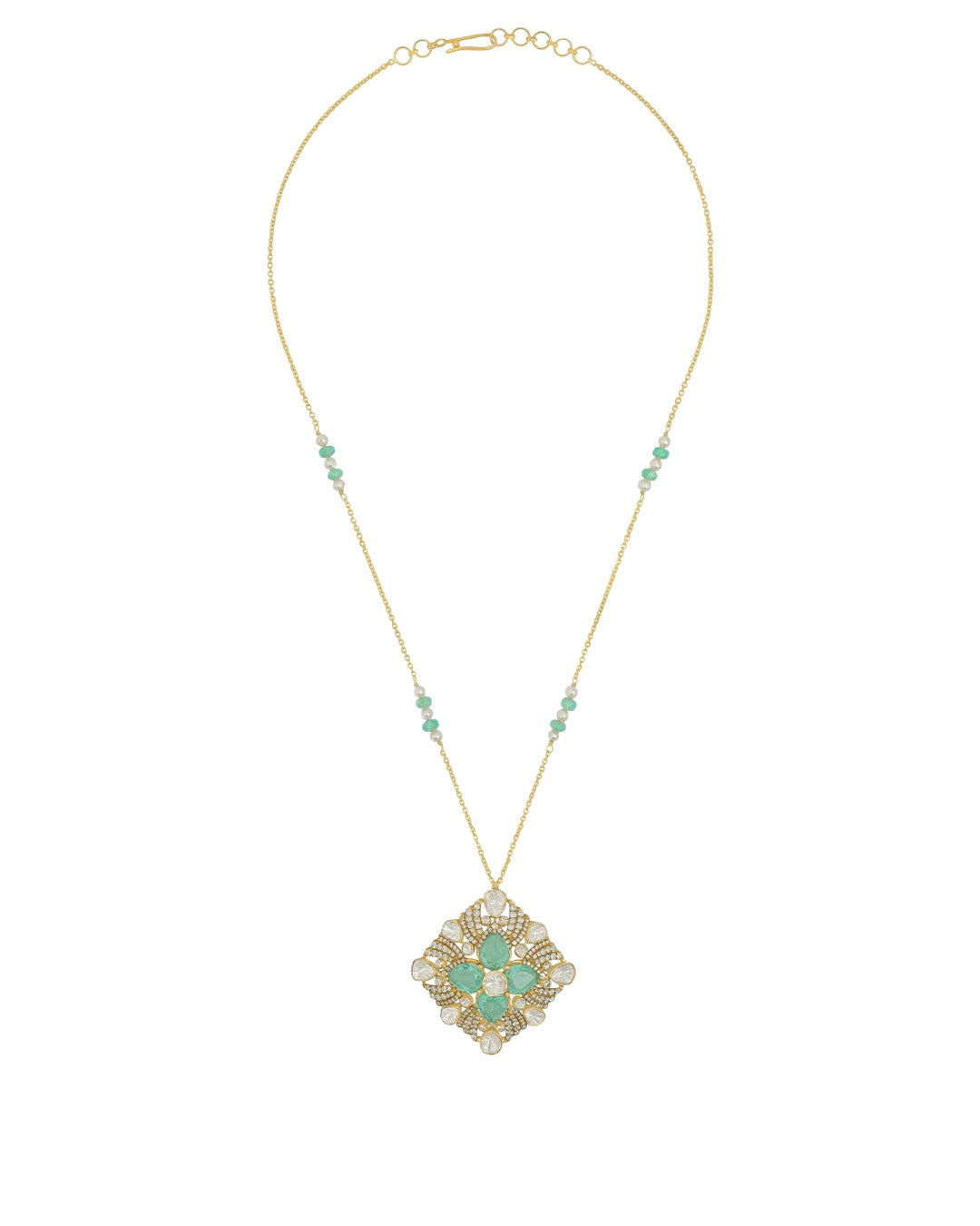 Polki Turquoise Bloom Pendant