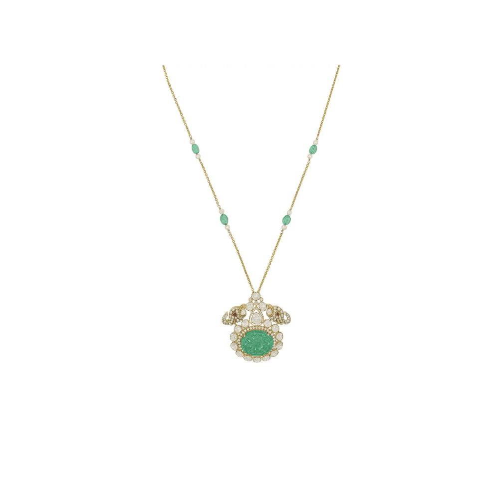 Polki Lotus Empress Pendant - House of ANJewels