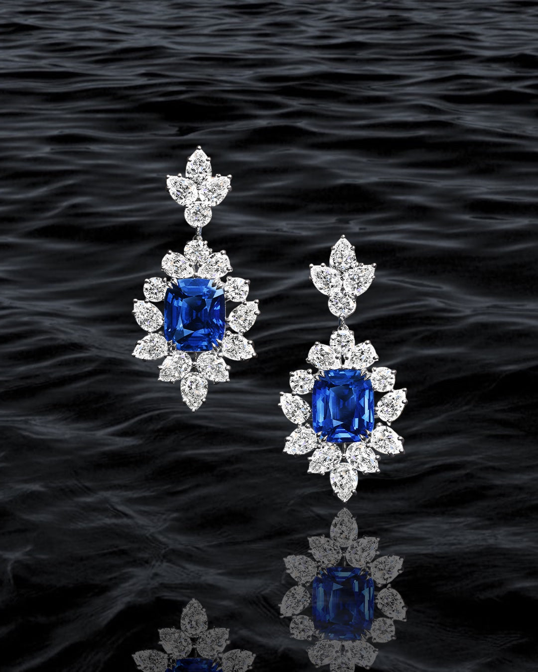 Sapphire Petal Drop Earrings