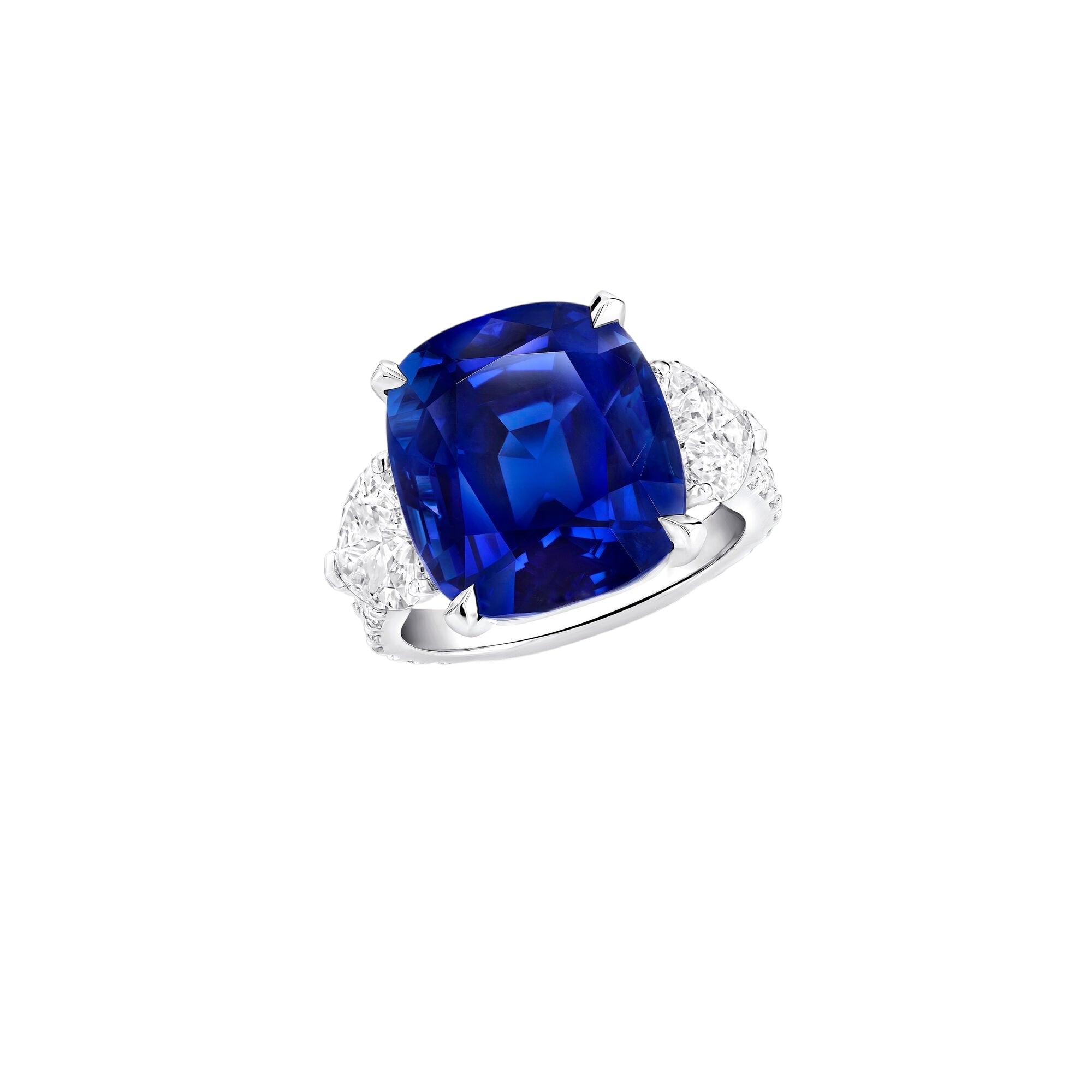 Cushion Cut Sapphire Three-Stone Ring