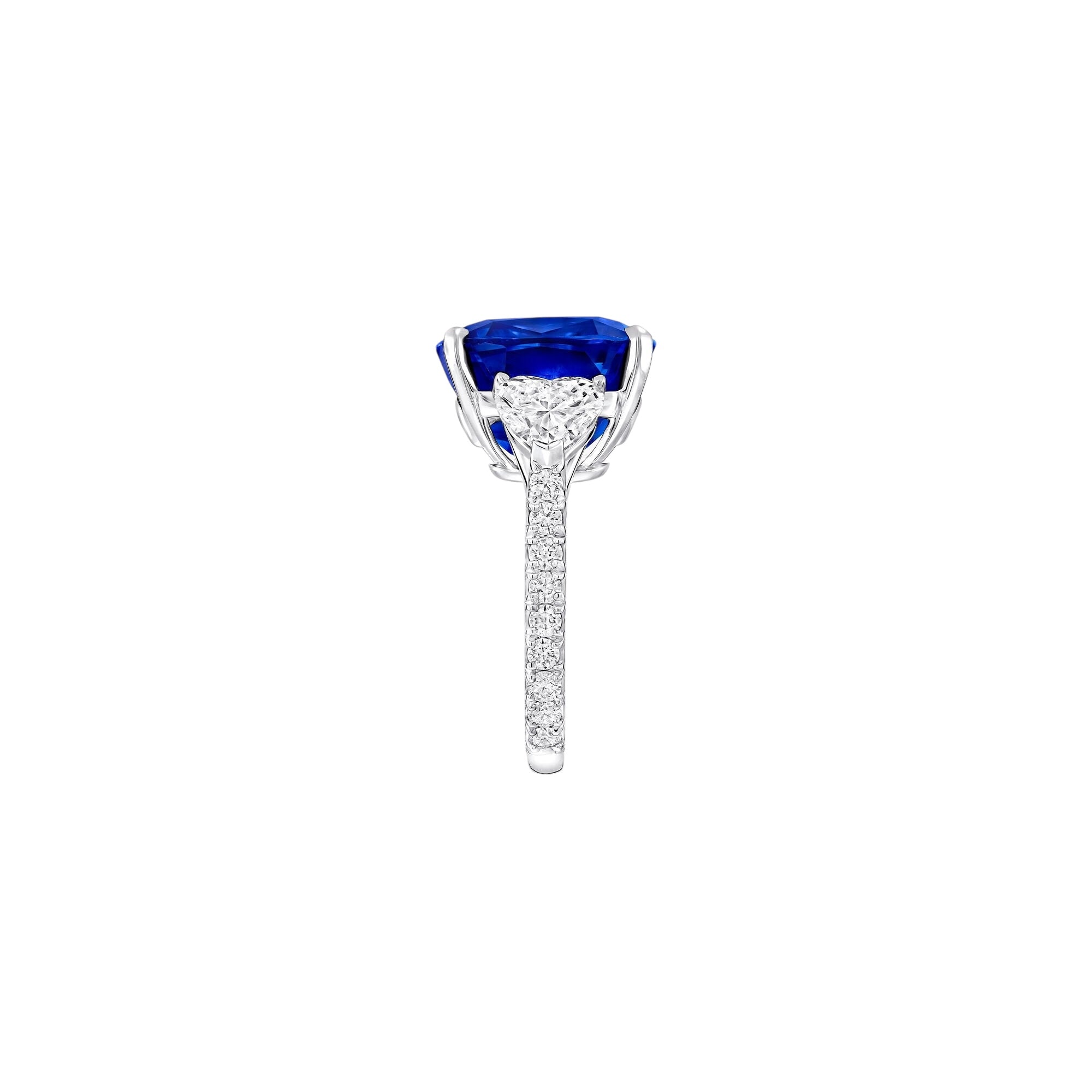 Cushion Cut Sapphire Three-Stone Ring