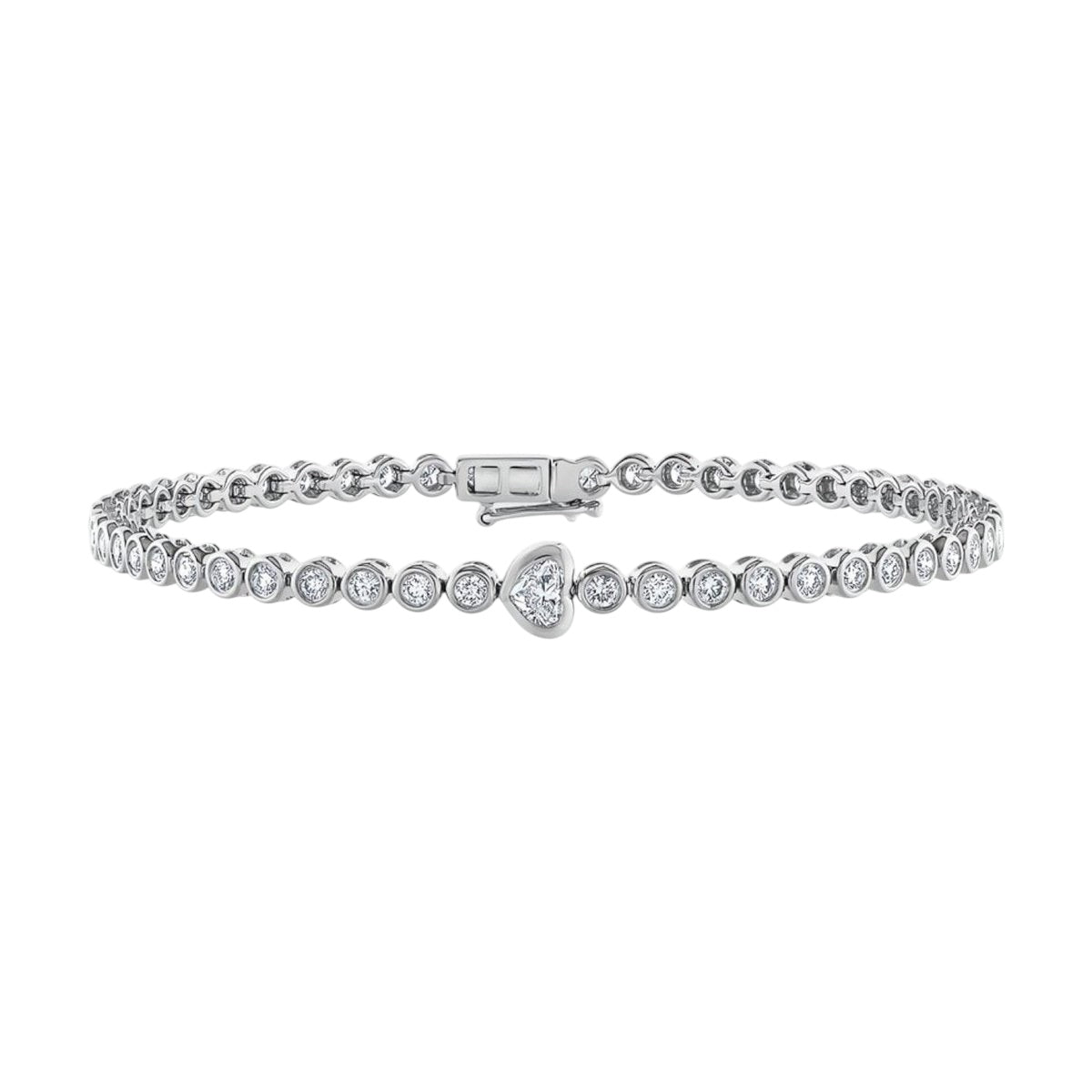 Bezel Set Heart tennis Bracelet