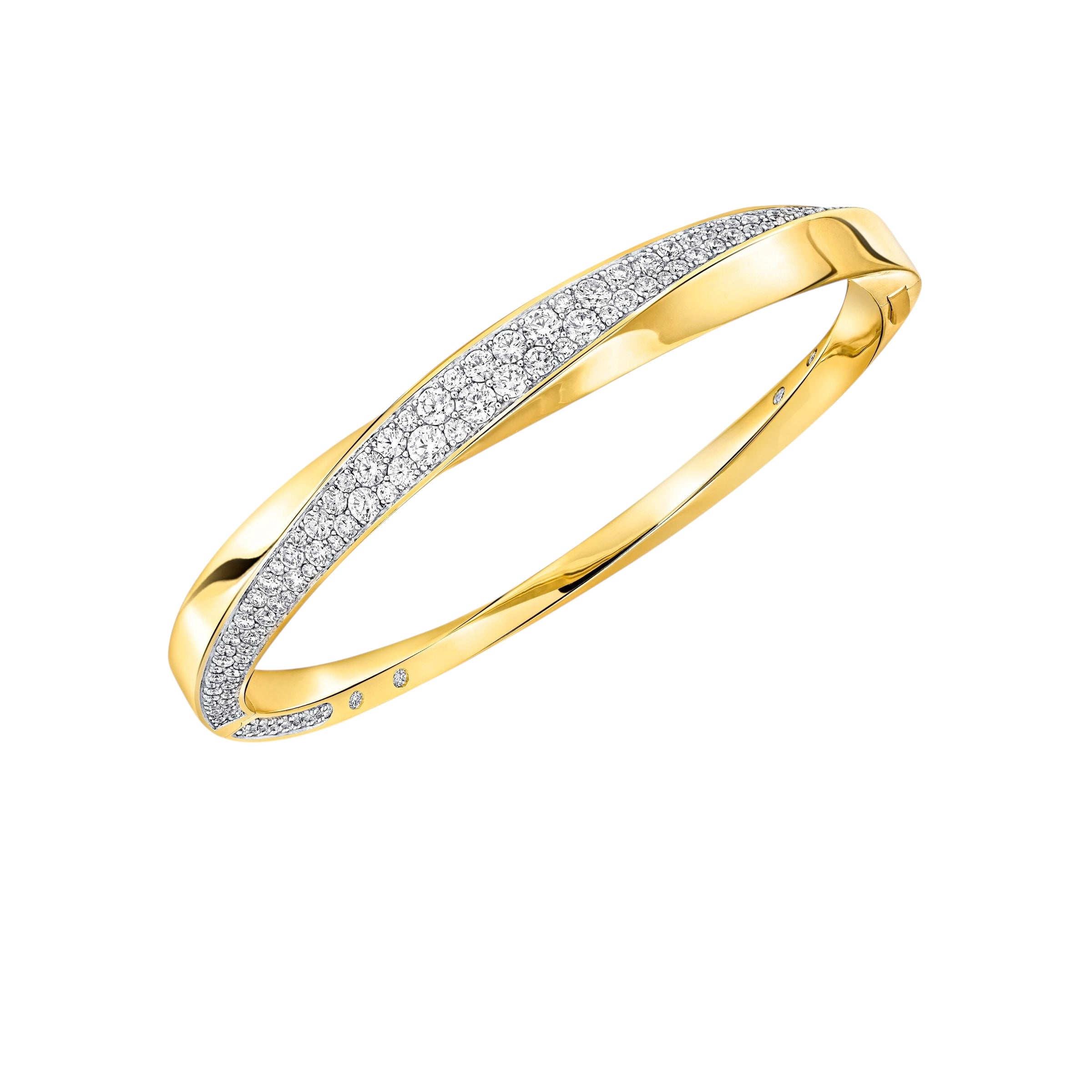 Spiral Diamond & Gold Bangle