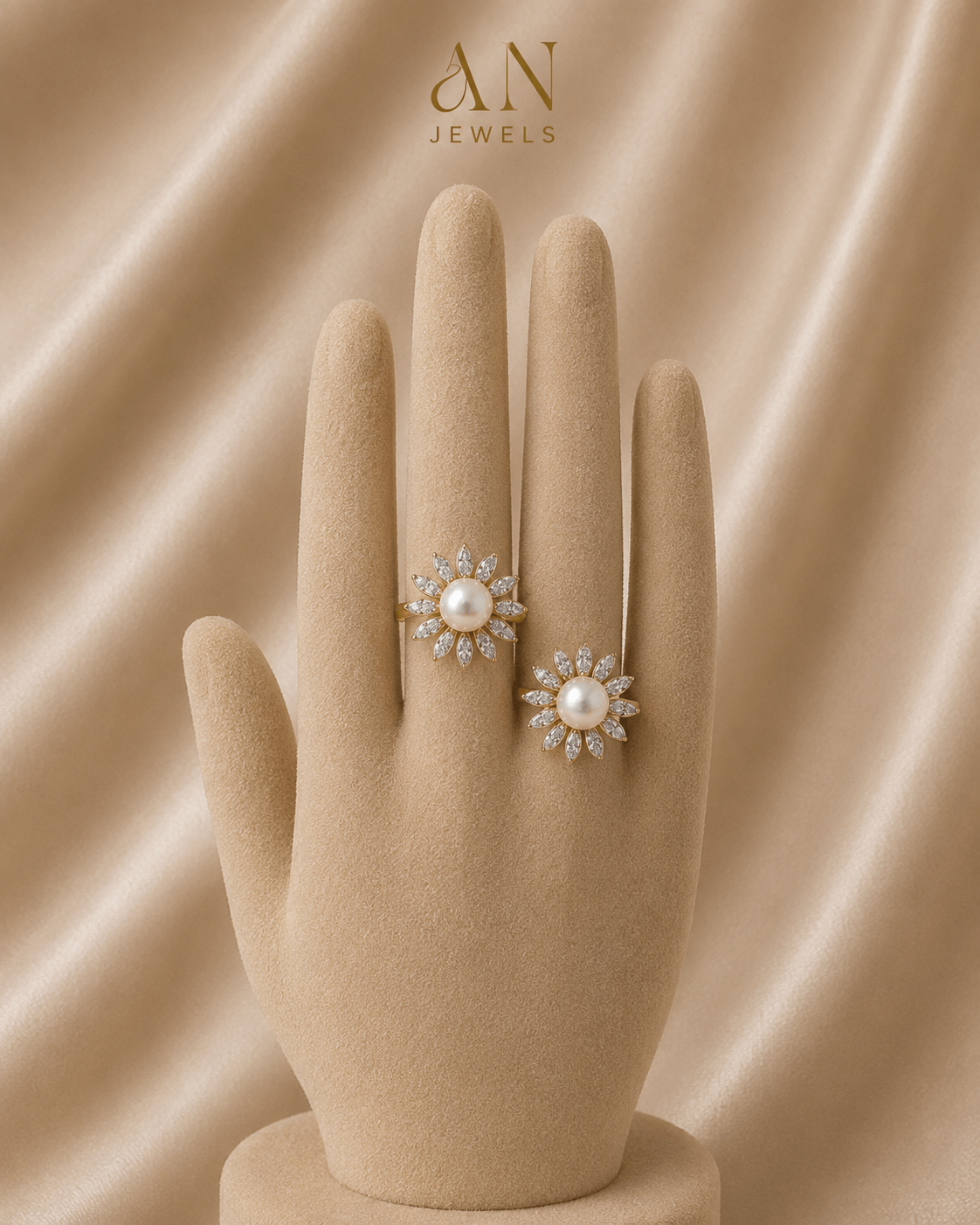 Twin Pearl Flower Ring