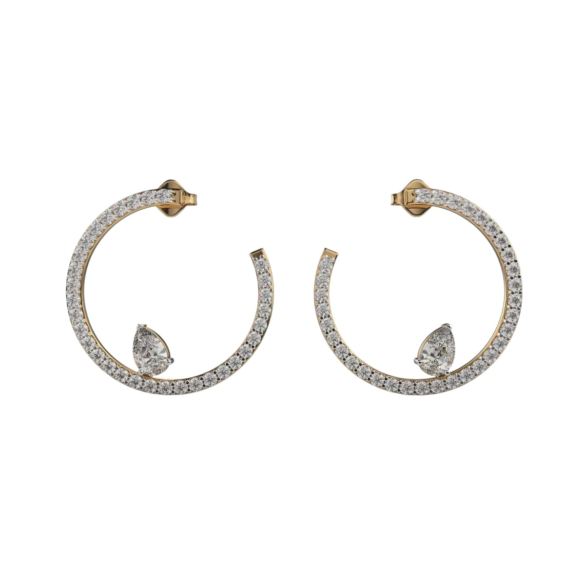 Pear Drop Pave Hoops
