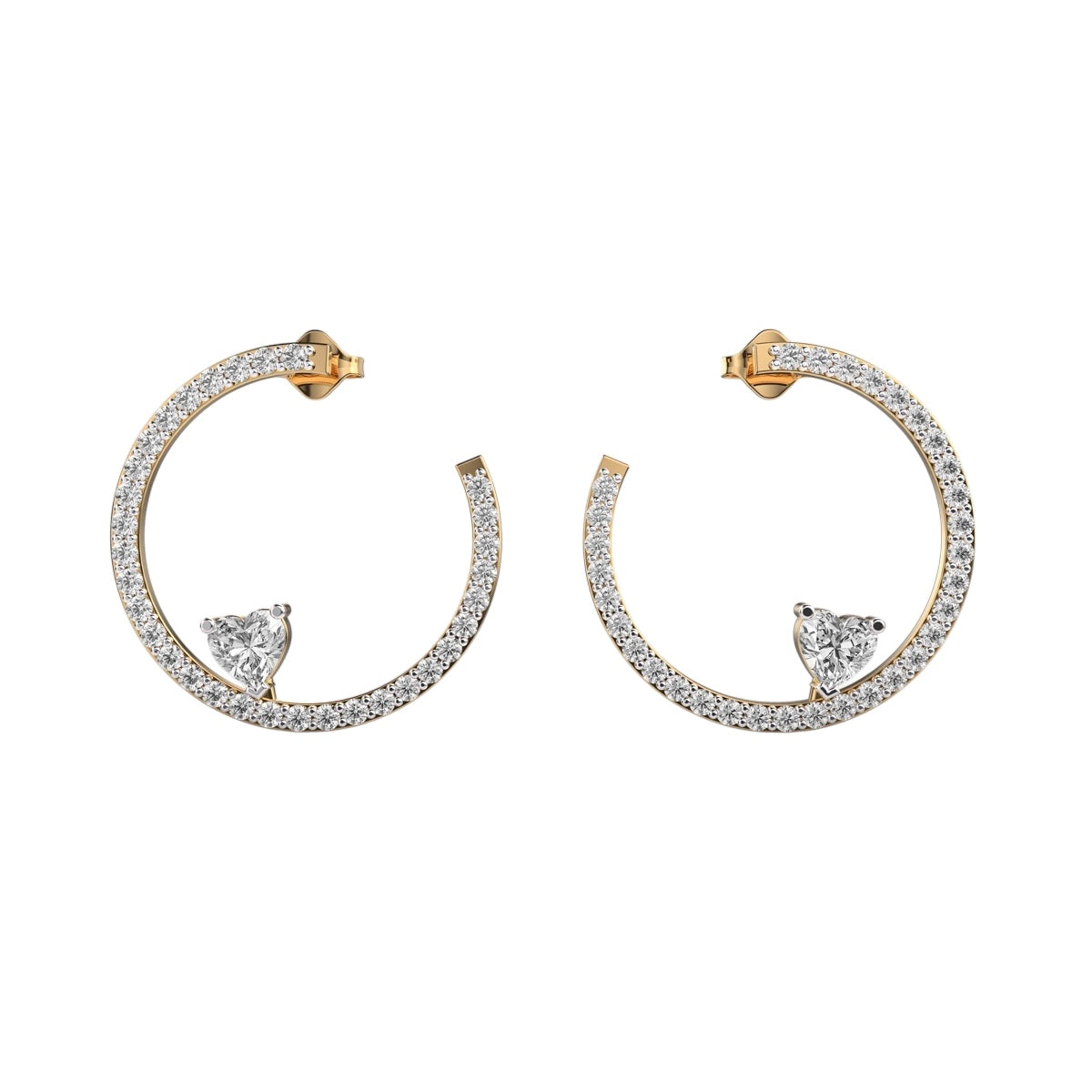 Diamond Heart Drop Hoops
