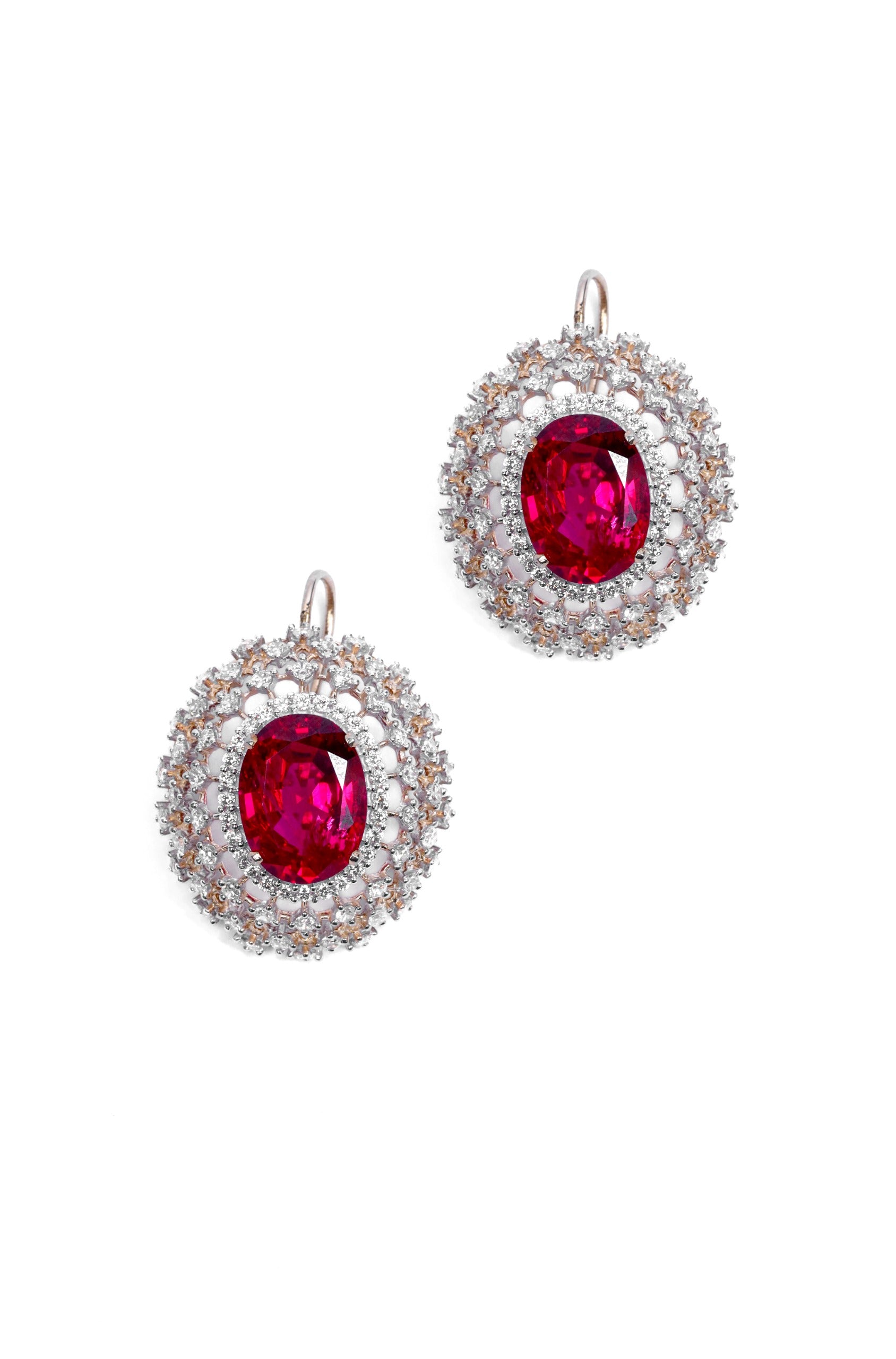 Regal Ruby Halo Earrings