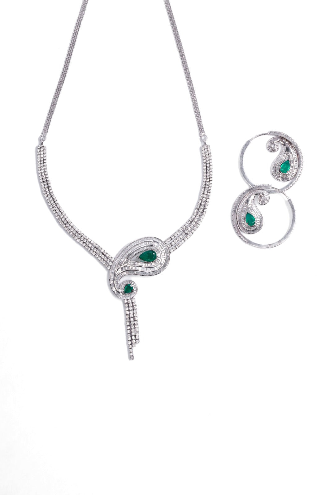 Emerald Pear & Diamond Leaf Set