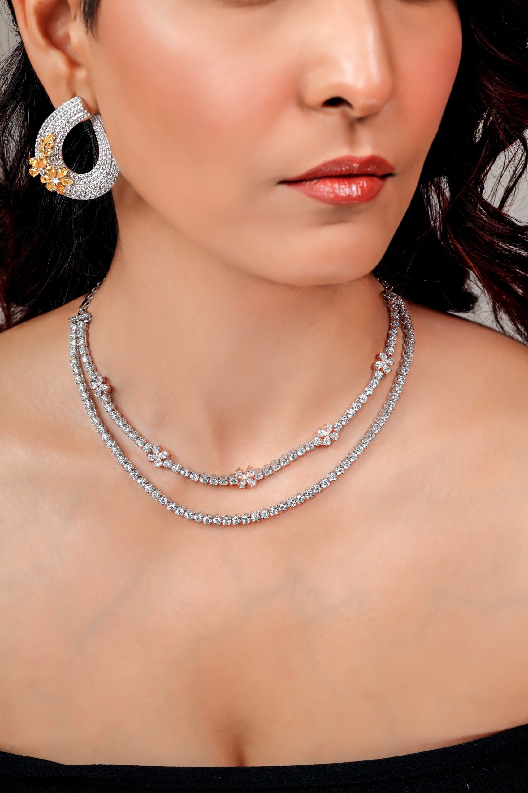 Diamond Blossom Duo Necklace