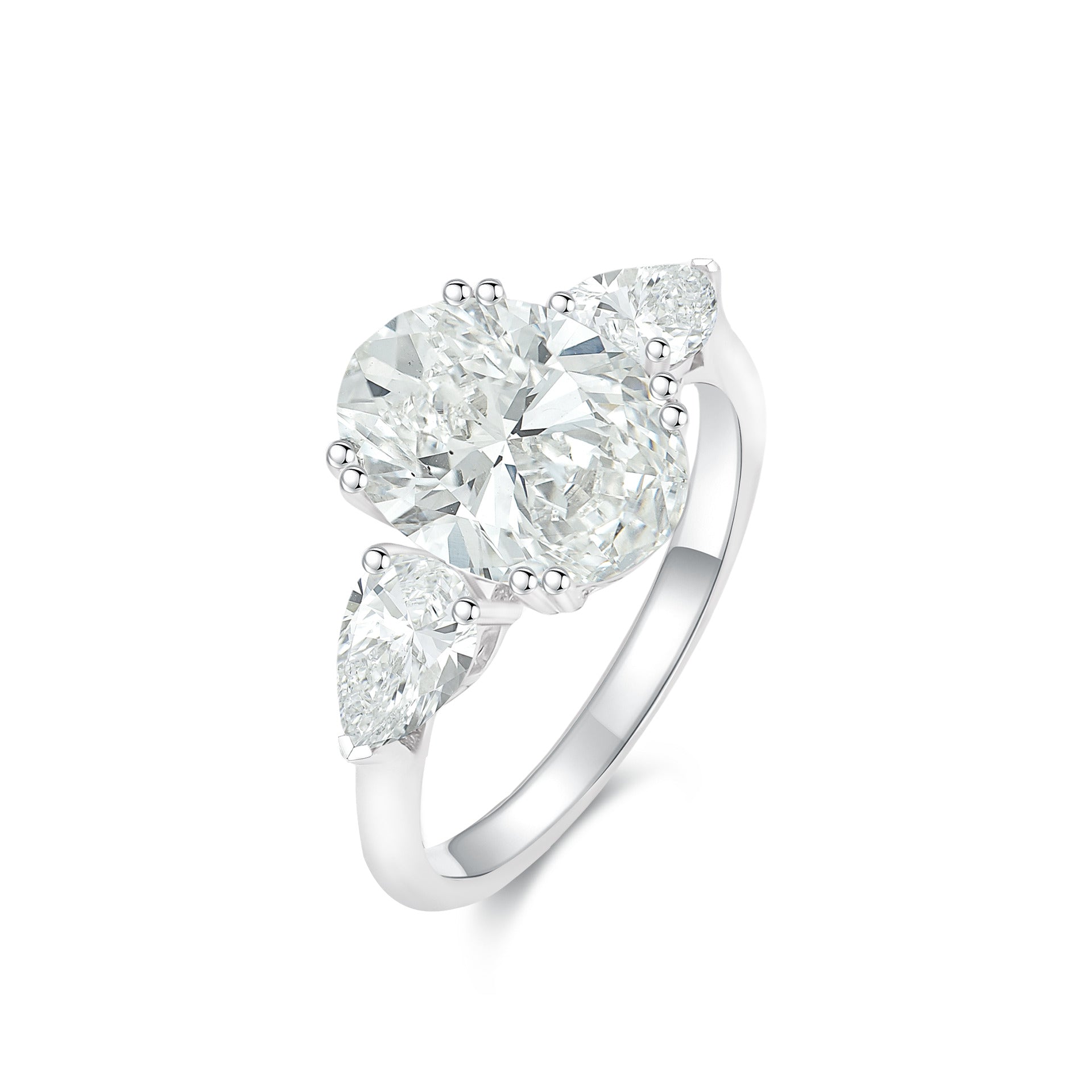 Trilogy Oval and Pear Diamond Ring