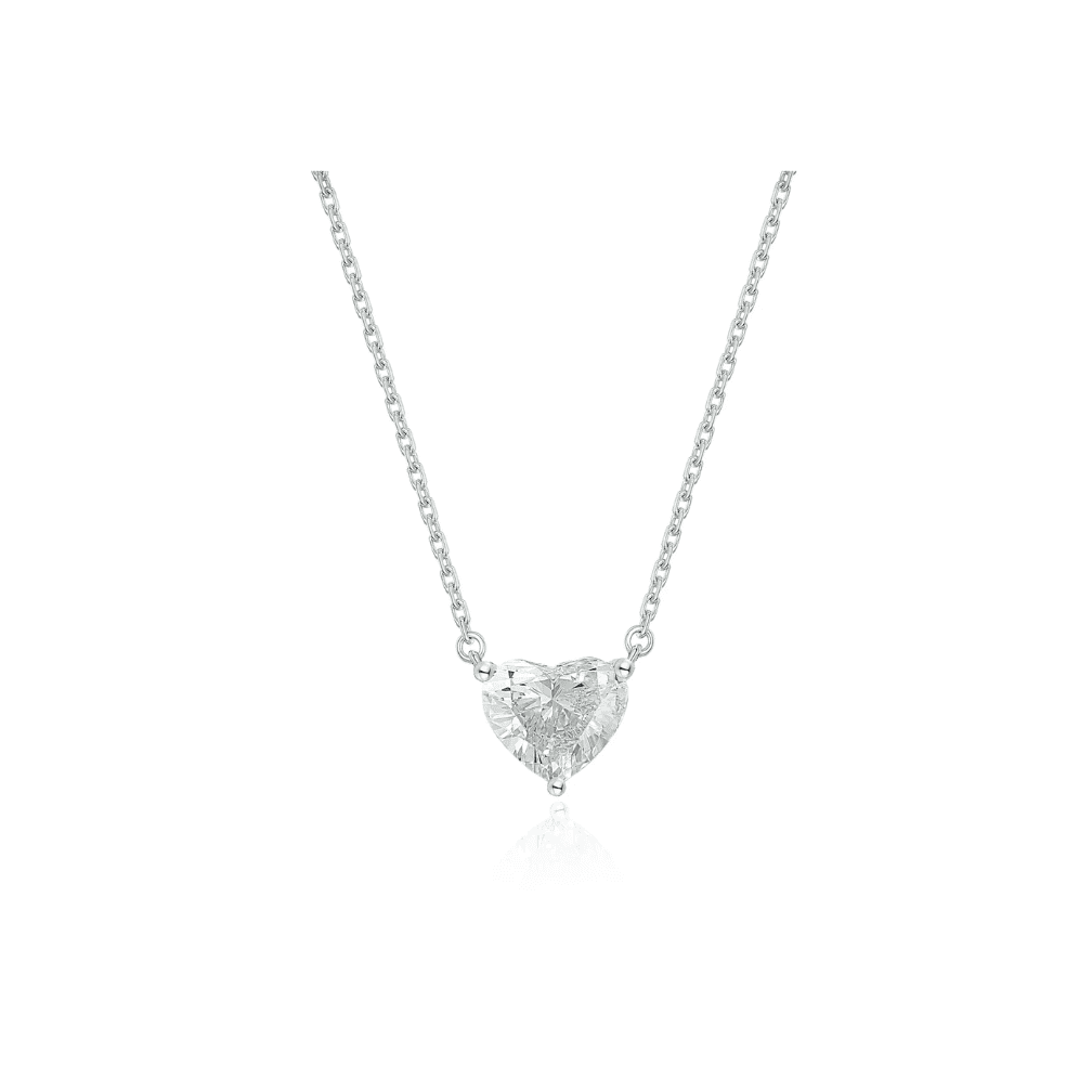 White Diamond Heart Pendant - ANJewels