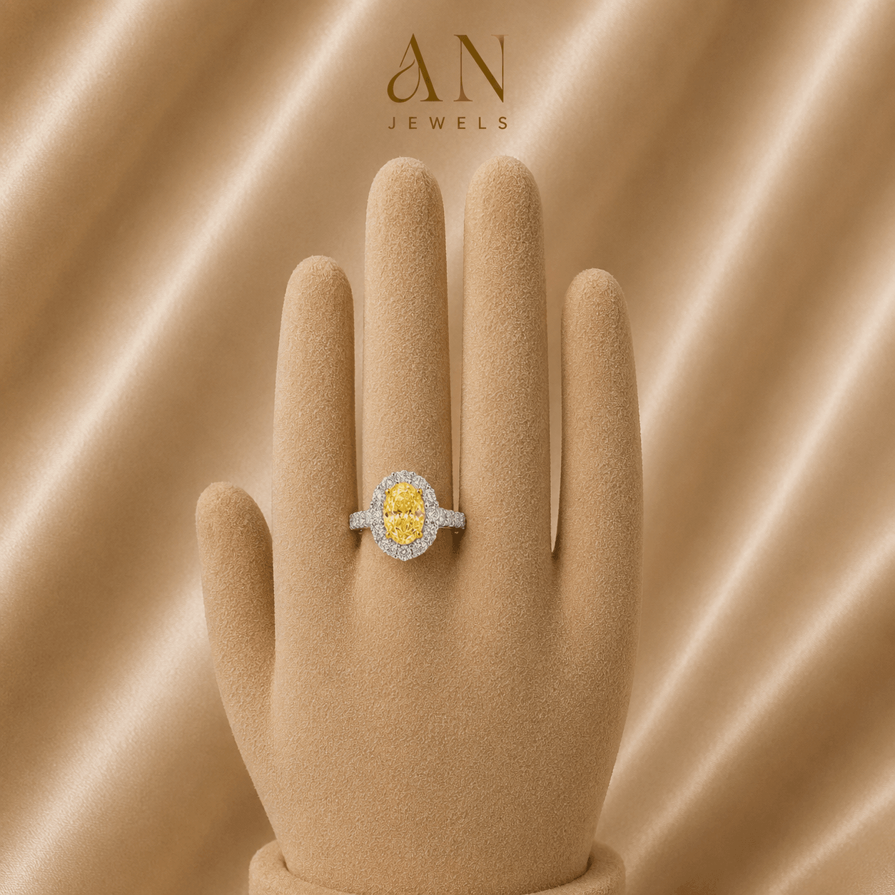 Yellow Diamond Oval Halo Ring