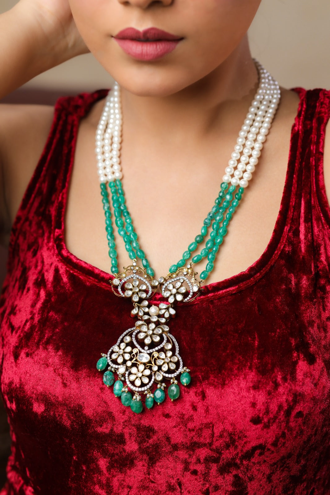 Emerald Blossom Fusion Necklace