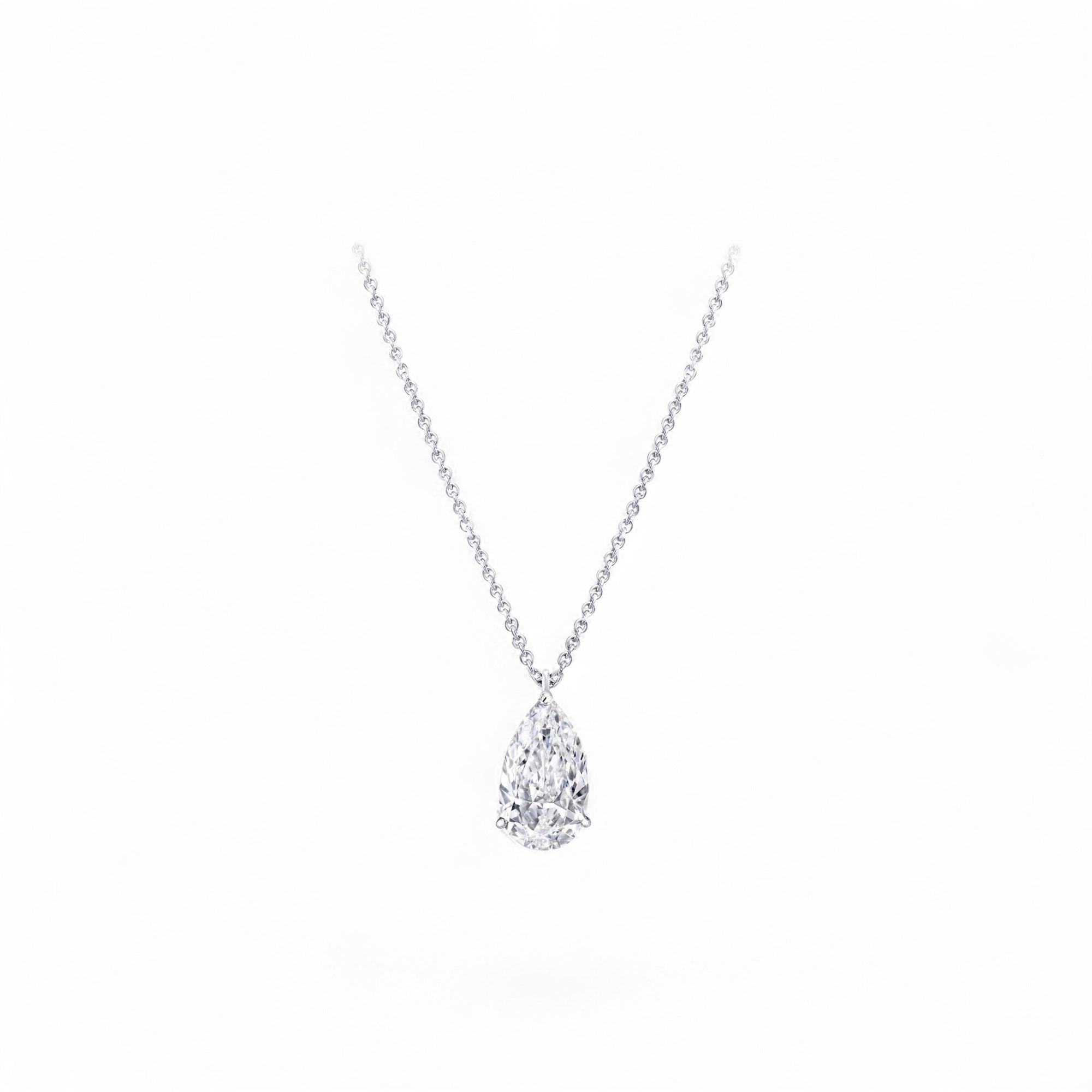 Pear Shaped Diamond Sapphire Pendant - anjewels