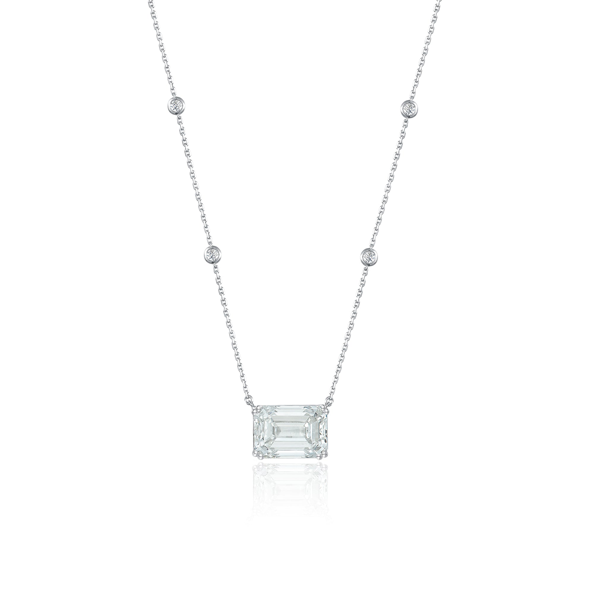 Emerald Cut White Diamond Necklace