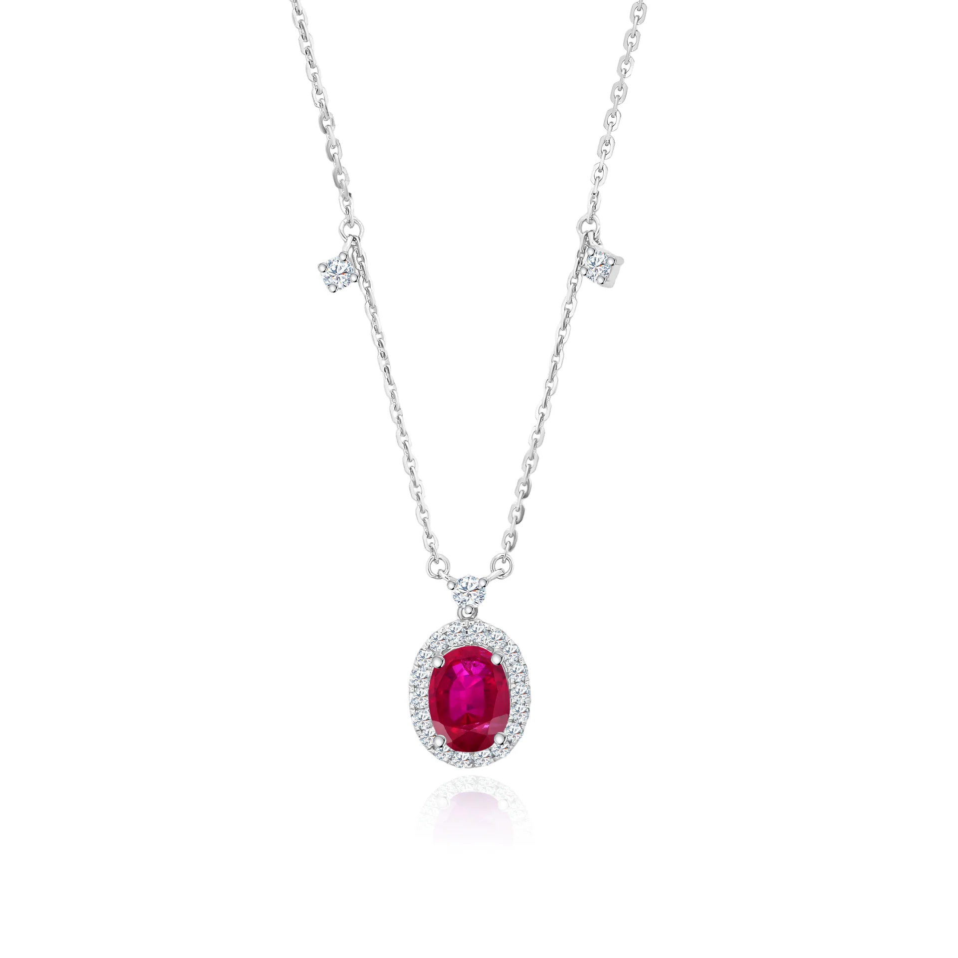 Red Sapphire Diamond Pendant