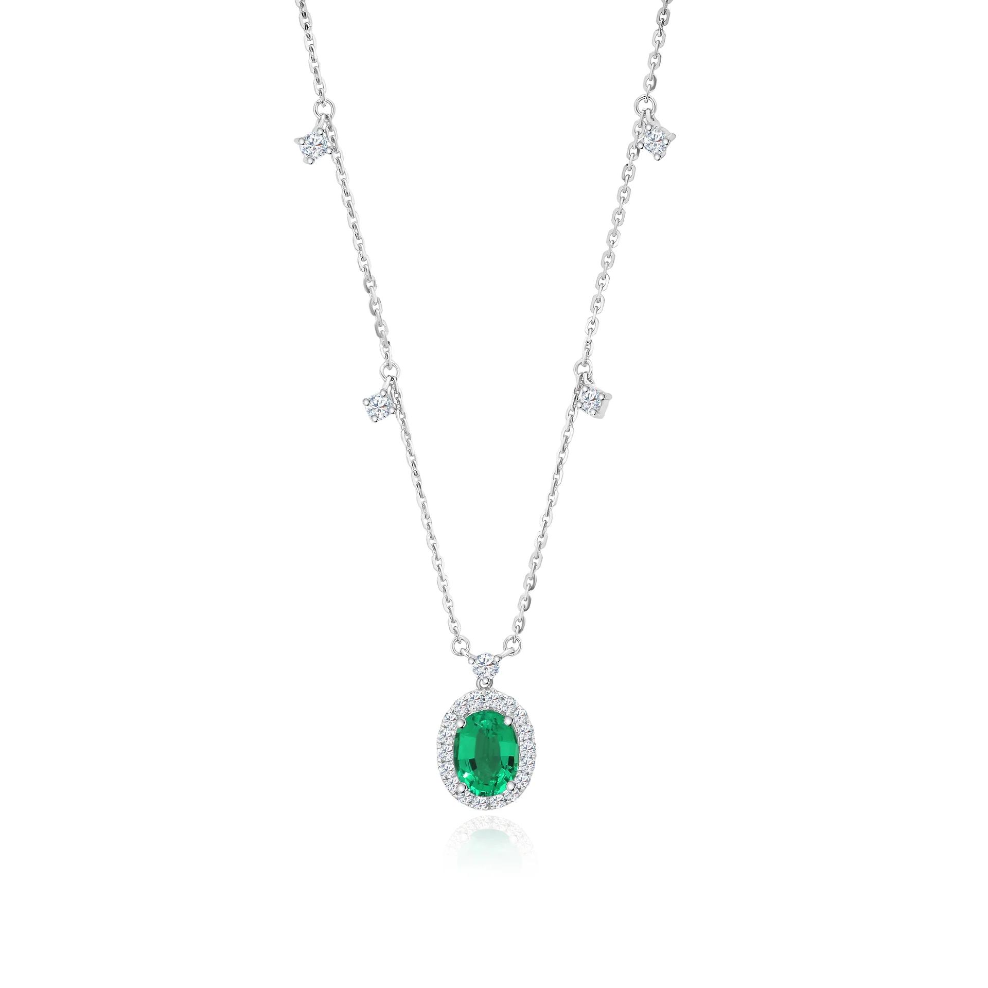 Green Sapphire Diamond Pendant