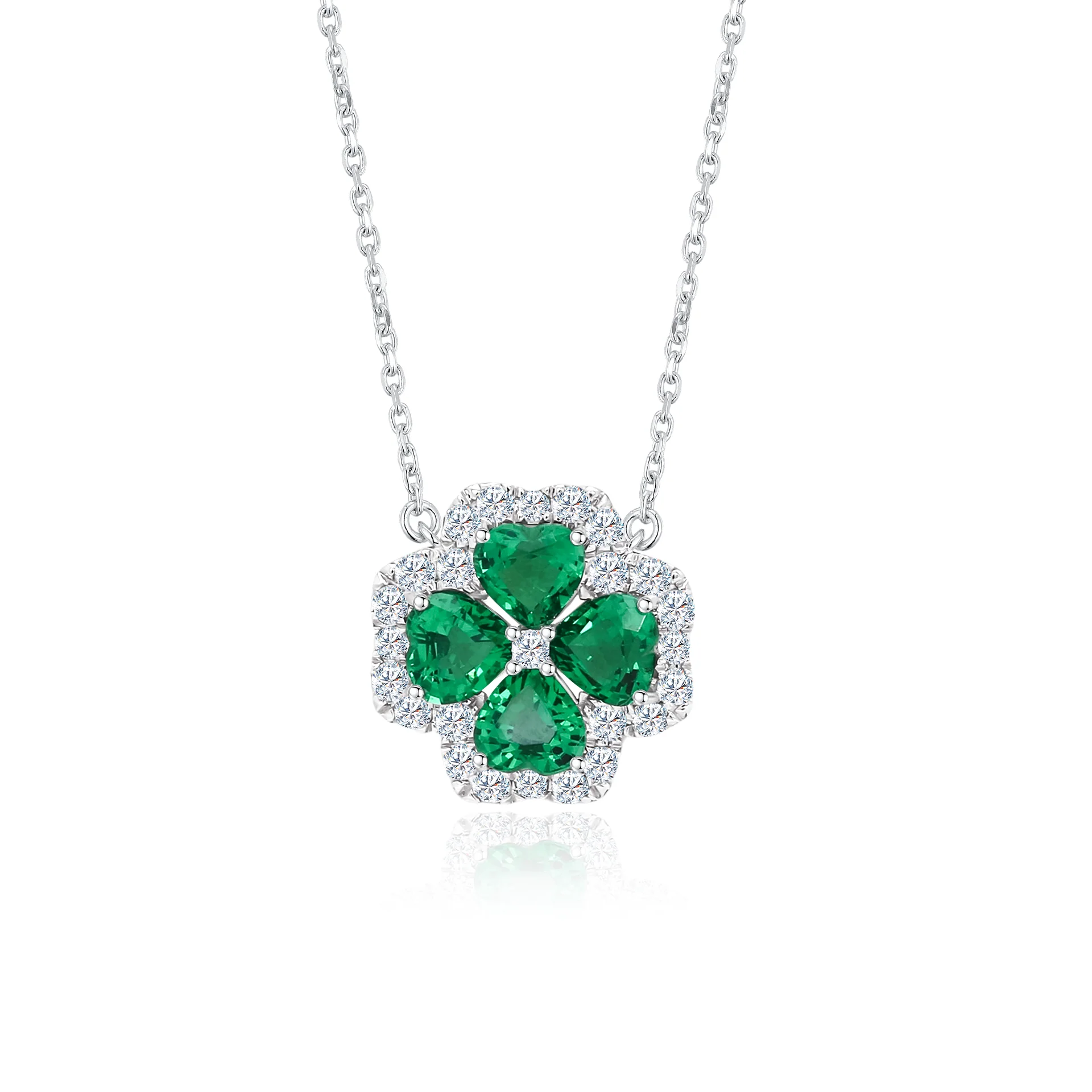 Green Cleef Flower Diamond Pendant