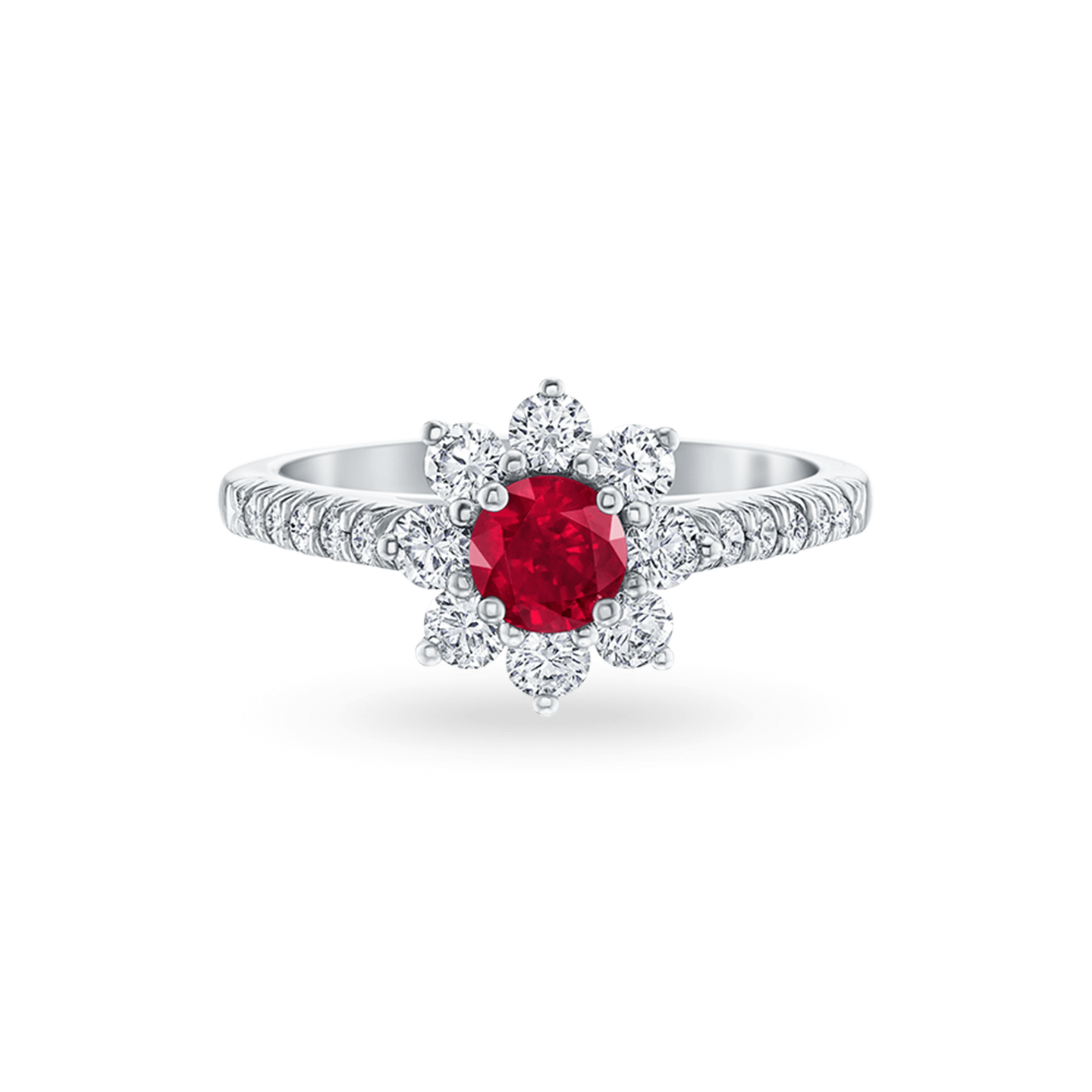 Ruby and Diamond Sunburst Ring