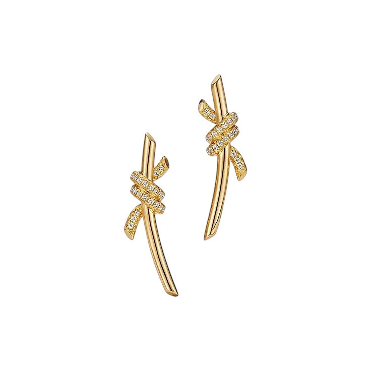 Pave Diamond Knot Earrings