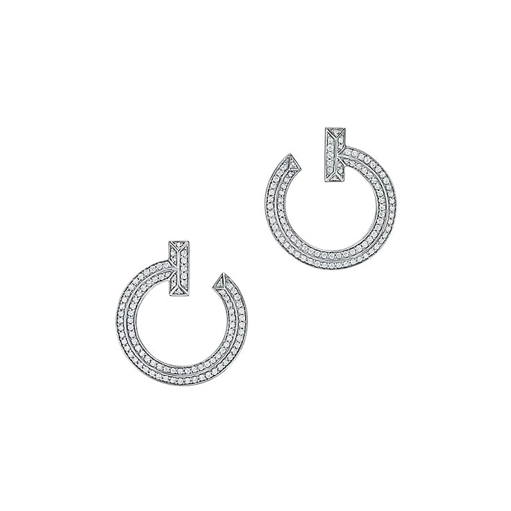 Pavé Circle T-Bar Earrings